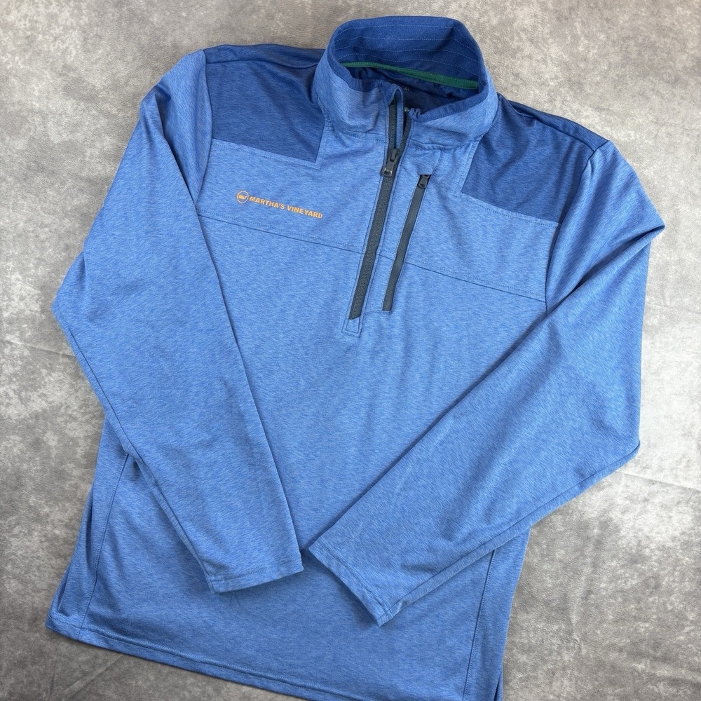 Vineyard Vines Sweater Mens M Blue On-The-Go Shep Shirt 1/4 Zip Pullover Preppy